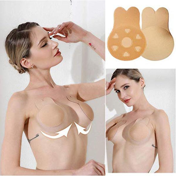 Strapless Sticky Push up Reusable Silicone Tape Bra, Invisible Adhesive  Bunny Shape Bras for Women & Girls